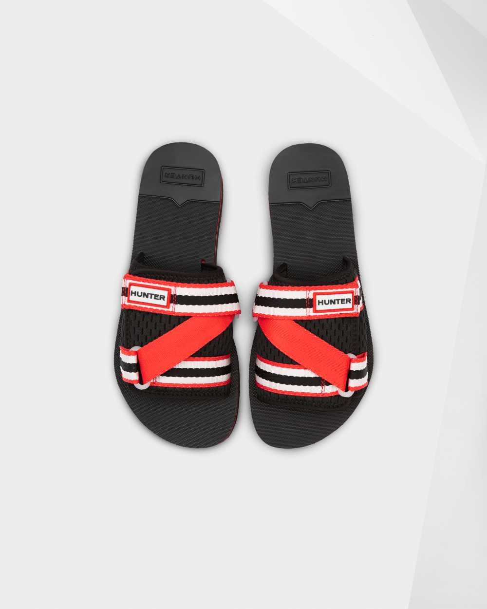 Womens Hunter Original Flatform Beach Slides Red/Black | QKMJGA-796